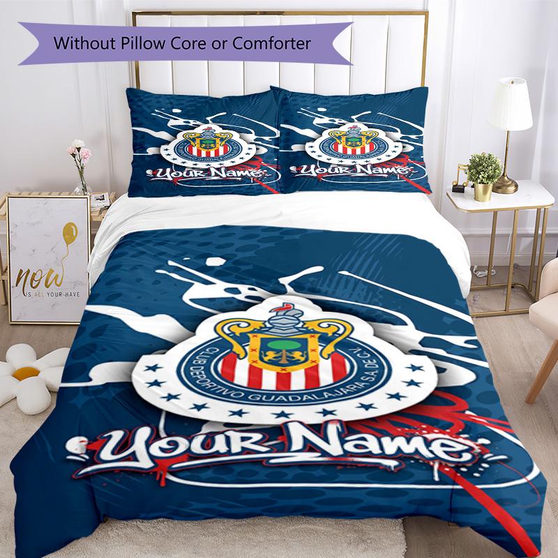 Club Deportivo Guadalajara Customize Your Name Bedding Set Design for Living Rooms Wrinkle Resistant Home Decor Perfect Gift for Friends Family