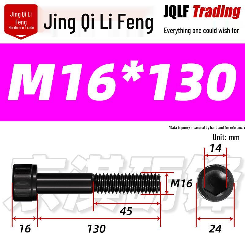 Hex Socket Head Cap Screw, Half Thread, M12-M18, High-Strength, Blackened Cylindrical Head, Knurled Bolt