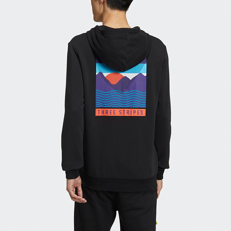 Adidas Neo Favorites Patterned Pullover Hoodie Men Tops Black GM2334