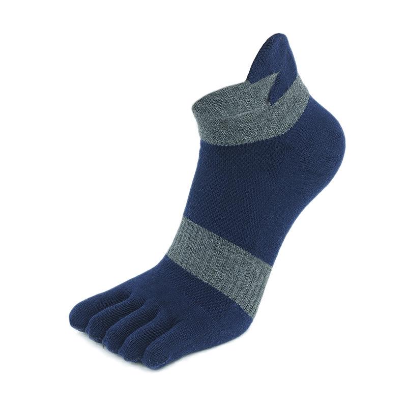 

Men s Thickened Short All-Cotton Breathable Five-Toe Socks with Heel Protection L (43-47) темно-синий