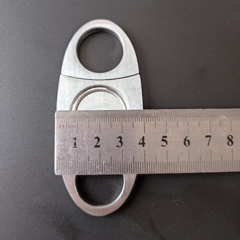 Portable Double-Blade Stainless Steel Cigar Cutter with Brushed Finish