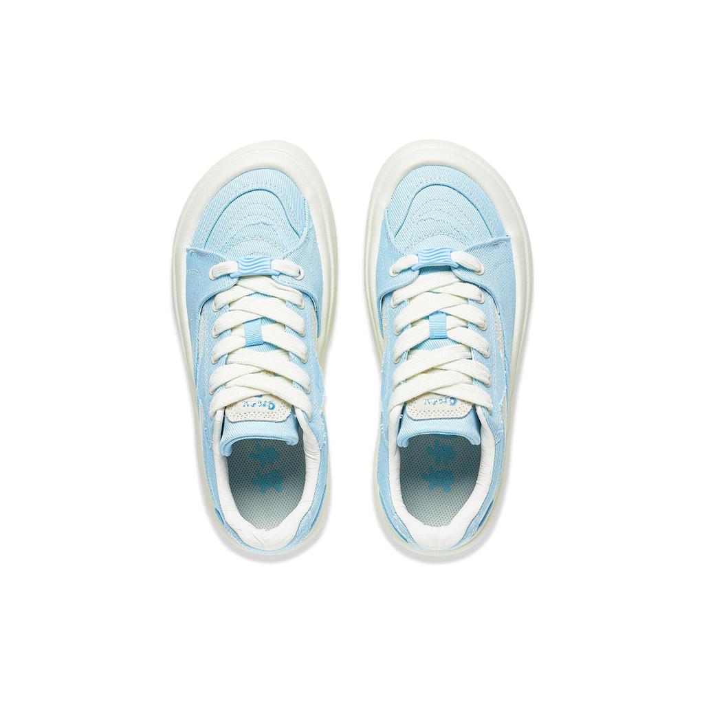 Li Ning Cream Puff Platform Slip Resistant And Breathable Low top Skateboard Shoes Women's Blue AZGT026-6