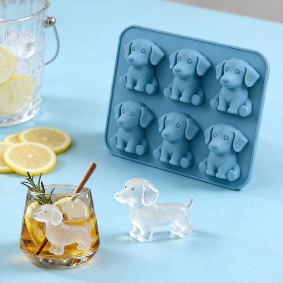 Hondenijsblokjesvorm Flexibele Siliconen Vorm BPA-Vrij Herbruikbare Ijsmaker voor Whiskey Cocktails Koffiedrankjes Eenvoudig Los te Maken Vaatwasmachinebestendig Keukengerei