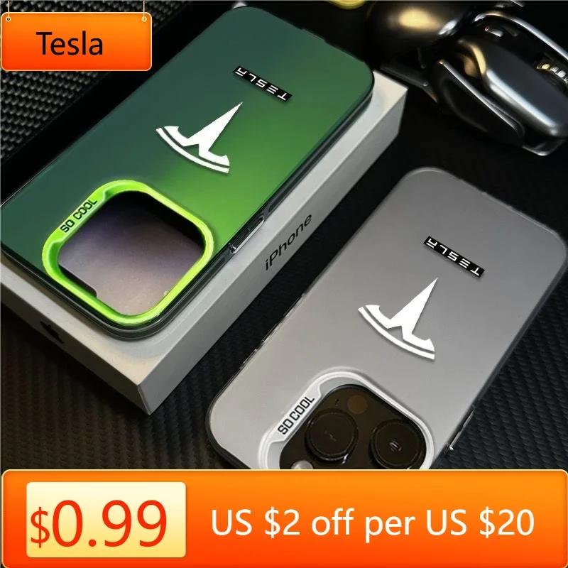 Adesivo per Auto Tesla Sportivo Super Cool Logo Tesla Custodia per Telefono per iPhone 16 Pro 11 12 Mini 13 14 Pro 15 Pro Max 7 8 Plus XR XS M