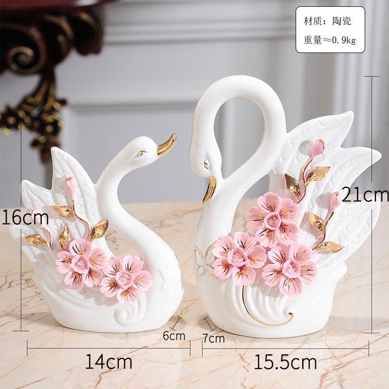 

Ceramic Swan Figurine, Elegant Wedding Gift for Bride Bridesmaid, Handmade Home Decor Ornament, Anniversary Present M