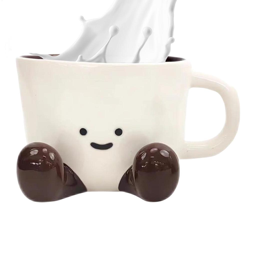 Coffee Mug Ceramic Water Cup with Feet Cute Decorative Coffee Beverage Mug  Office Water Handgrip Cup Kitchen Party Drinkware