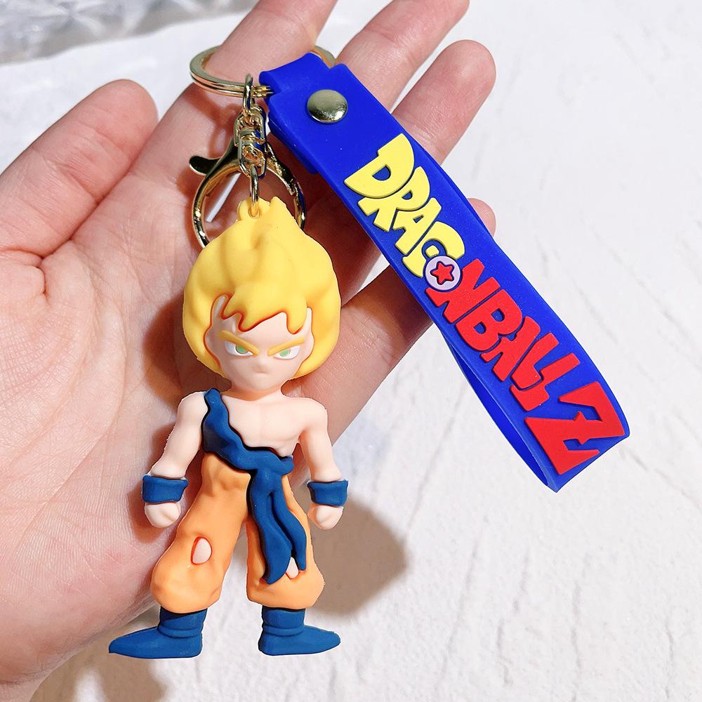 Dragon Ball Z Keychain Anime Super Saiyan Goku Figure Cute Keyring Bag Pendent Car Ornament Key Accessories Kids Toy Xmas Gifts