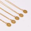18K Gold Stainless Steel Minimalist Letter Necklace with 26 Round Pendant Options