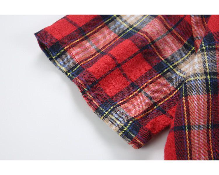 Korean Retro Plaid Plus Size Lapel Short Sleeve Shirt