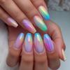 Rainbow Aurora Laser False Nails - Dreamy Ballet Nail Stickers