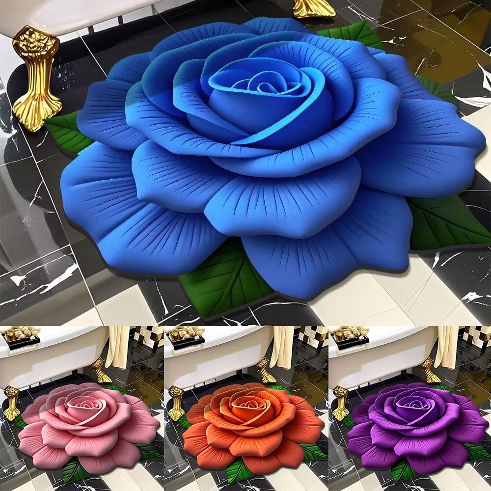 Special-shaped Peony Floor Mat Soft Door Gasket Durable Blanket  for Living Room Tea Table Bedside