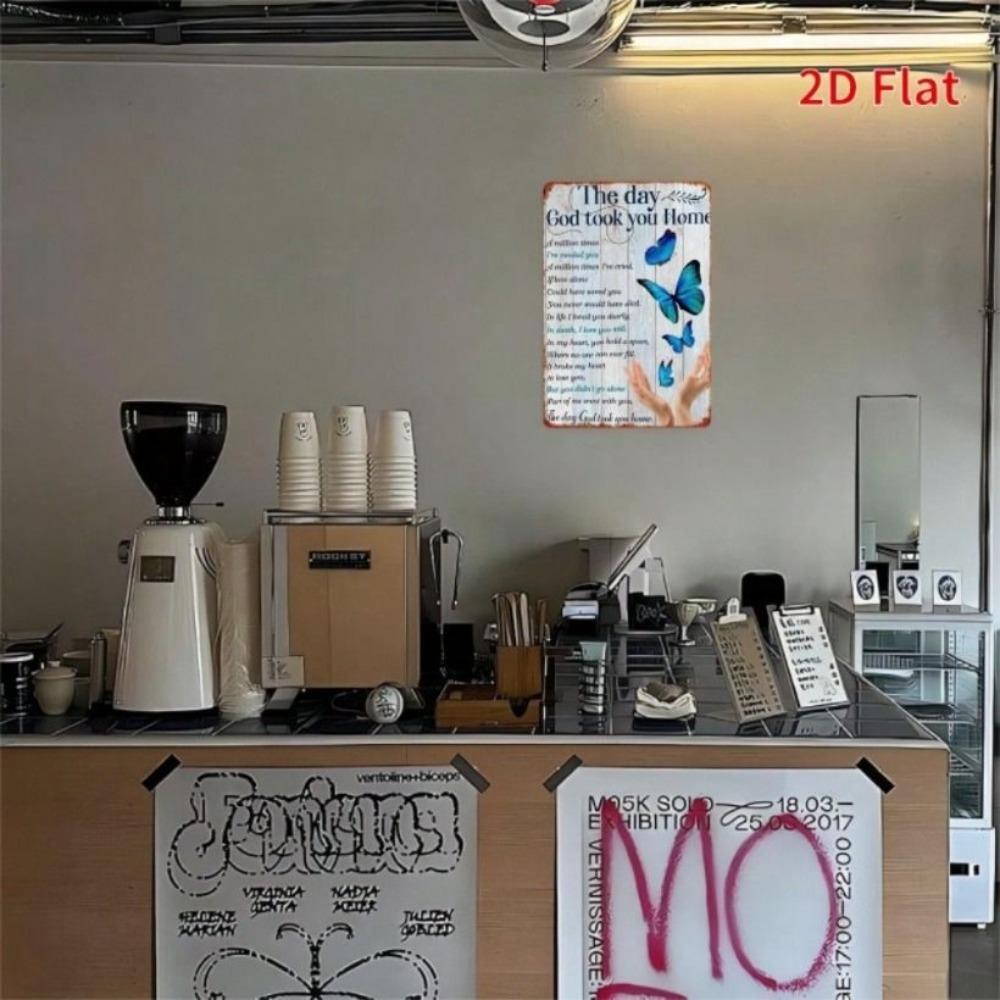 Metal Wall Art Vintage Butterfly Christian Memorial Sign, Retro Home Decor Poster