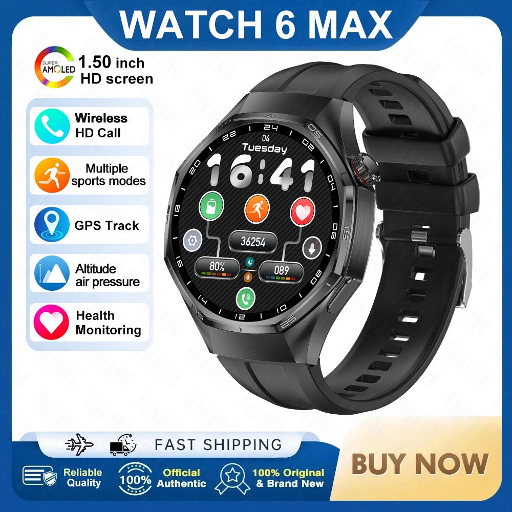 2026 New Watch 6 MAX Smart Watch GPS Track Altitude Pressure Heart Rate Blood Oxygen IP67 Waterproof BT Call Outdoor Smart Watch