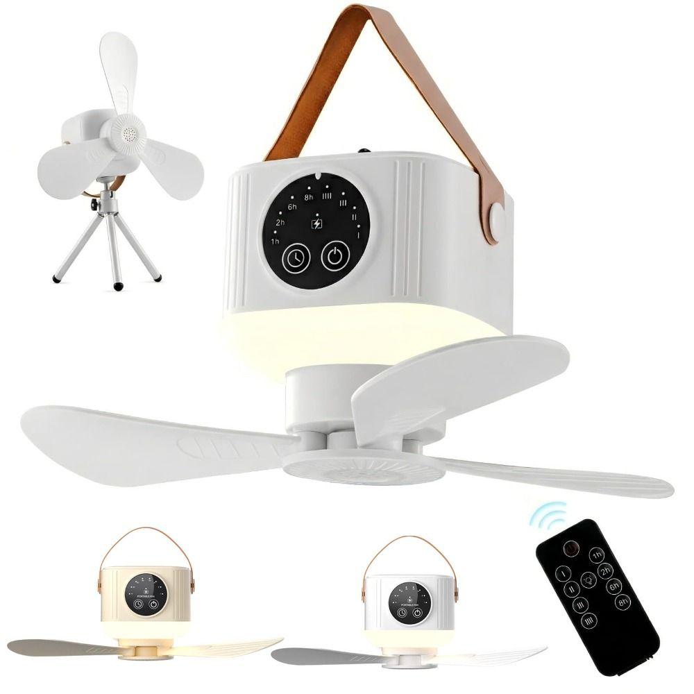 3Gears Ceiling Fans with Lights LED Light Rechargeable Ceiling Fan Portable Air Cooler Camping