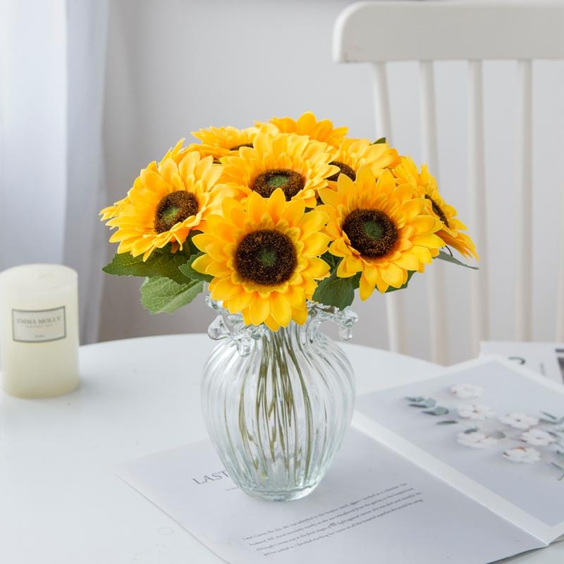 Artificial Sunflowers Silk Gerbera Vases Home Decor Garden Festival Bridal Accessories Clearance Wedding Diy Scrapbooks Outdoor