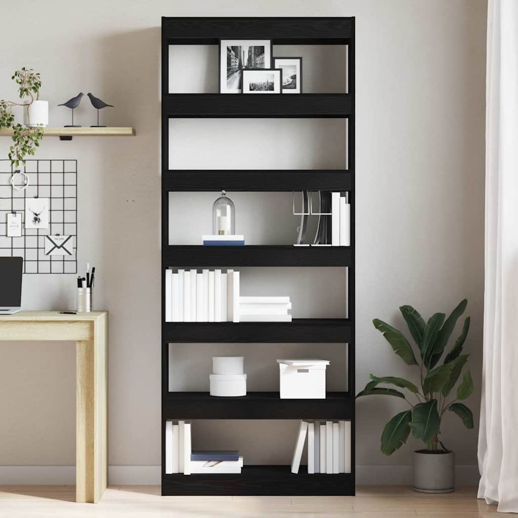 Bookshelf Black Oak Look 80 x 30 x 198 cm Engineered Wood