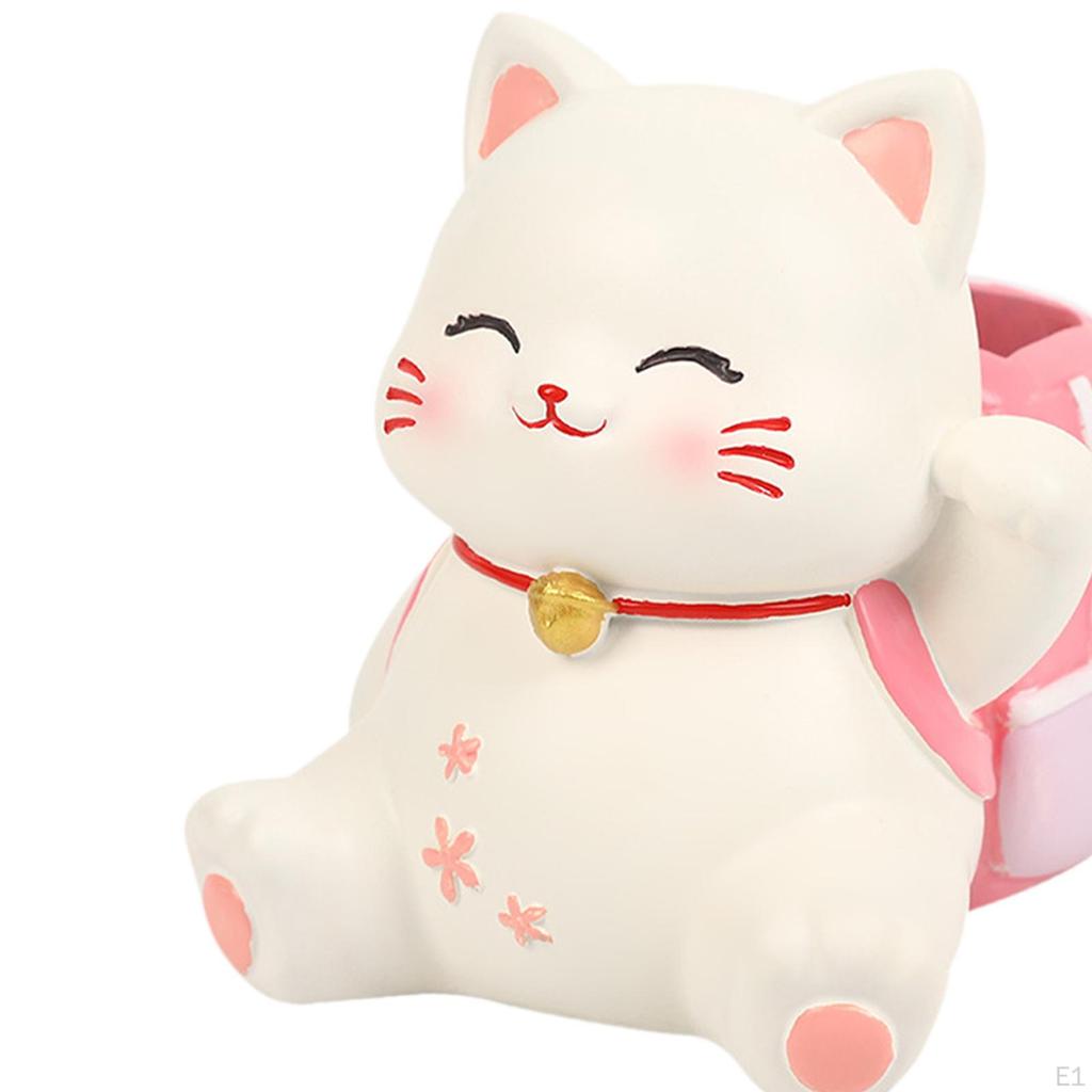 Cat Pencil Holder Decoration Multifunctional Cute Resin Desk Organizer Makeup Brush for