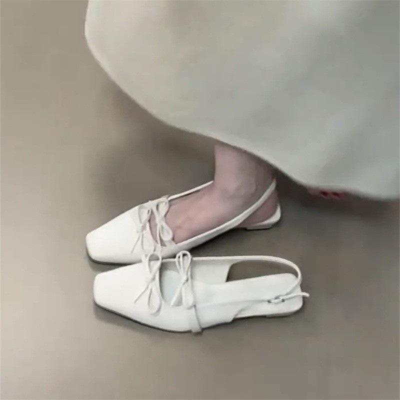 

Gentle French bow single shoes women s summer 2025 new models with skirts not tired feet hollow bag head sandals 35
