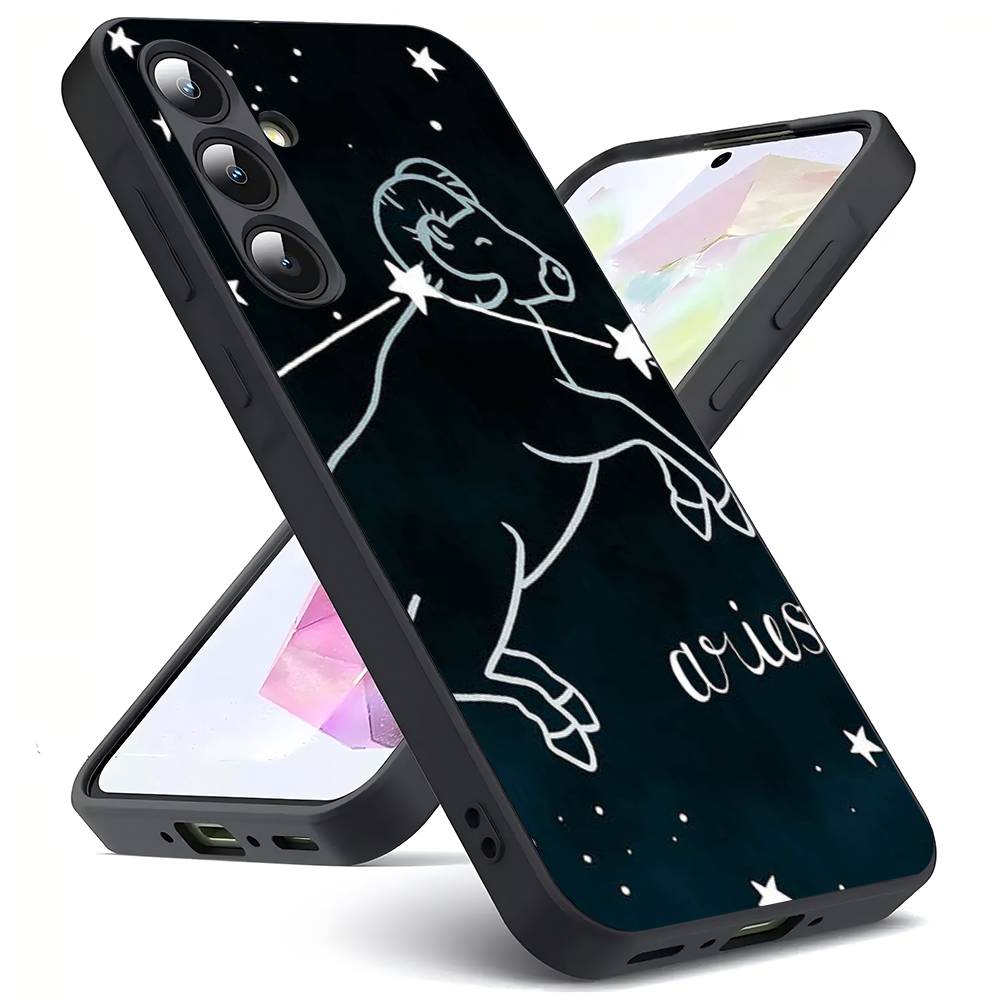 Constellation Zodiac Signs Luxury Black Phone Case For Samsung Galaxy S23 S24 S25 Ultra S22 Plus S21