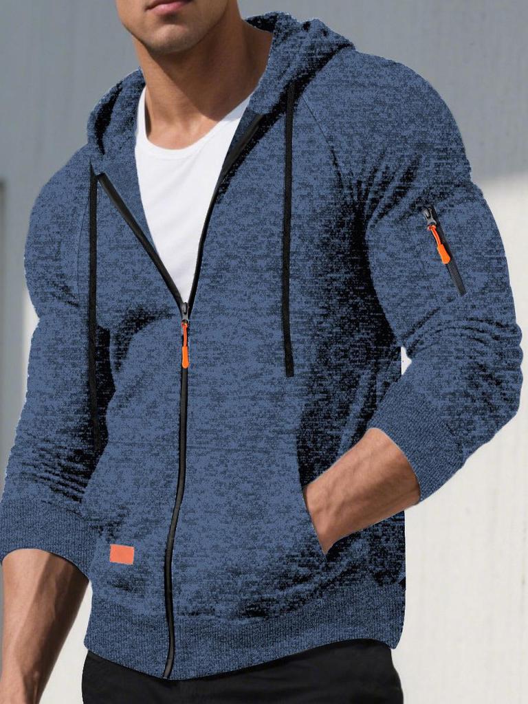 Men's Jacquard Knit Sports Hoodie Cardigan