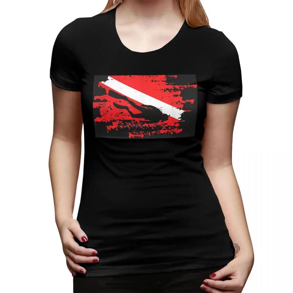 Scuba Diving Diver Down Flag Marine Diver Dive TShirt for Women Streetwear T Shirts Womens Short Sleeve Summer Clothes Tops