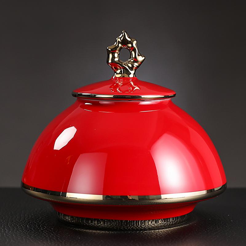 Plating Ceramic Jar with Lid Porcelain Sealed Coffee Tea Jar Porcelain Painted Gold Storage Jar Bottle Container Home Decoration