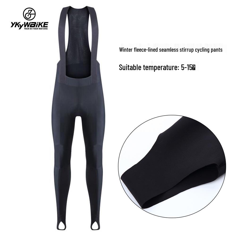 

YKYWBIKE Men s Fleece-Lined Seamless Cycling Bib Tights M чорний