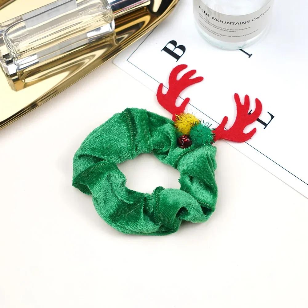 Cute Cartoon Bat Spider Demon Halloween Hair Scrunchies Christmas Elastic for Girls Antlers Hair Ring Horsetail Holder Headwear