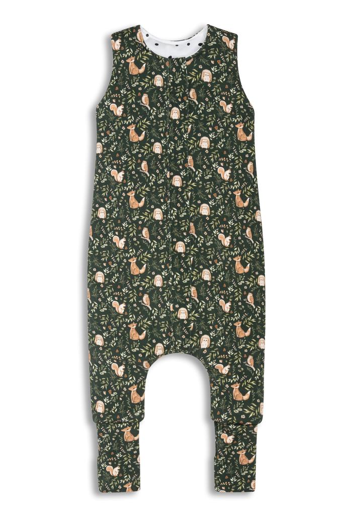 Sac de dormit cu două fețe cu picioare M (3-5 ani) Pădure verde