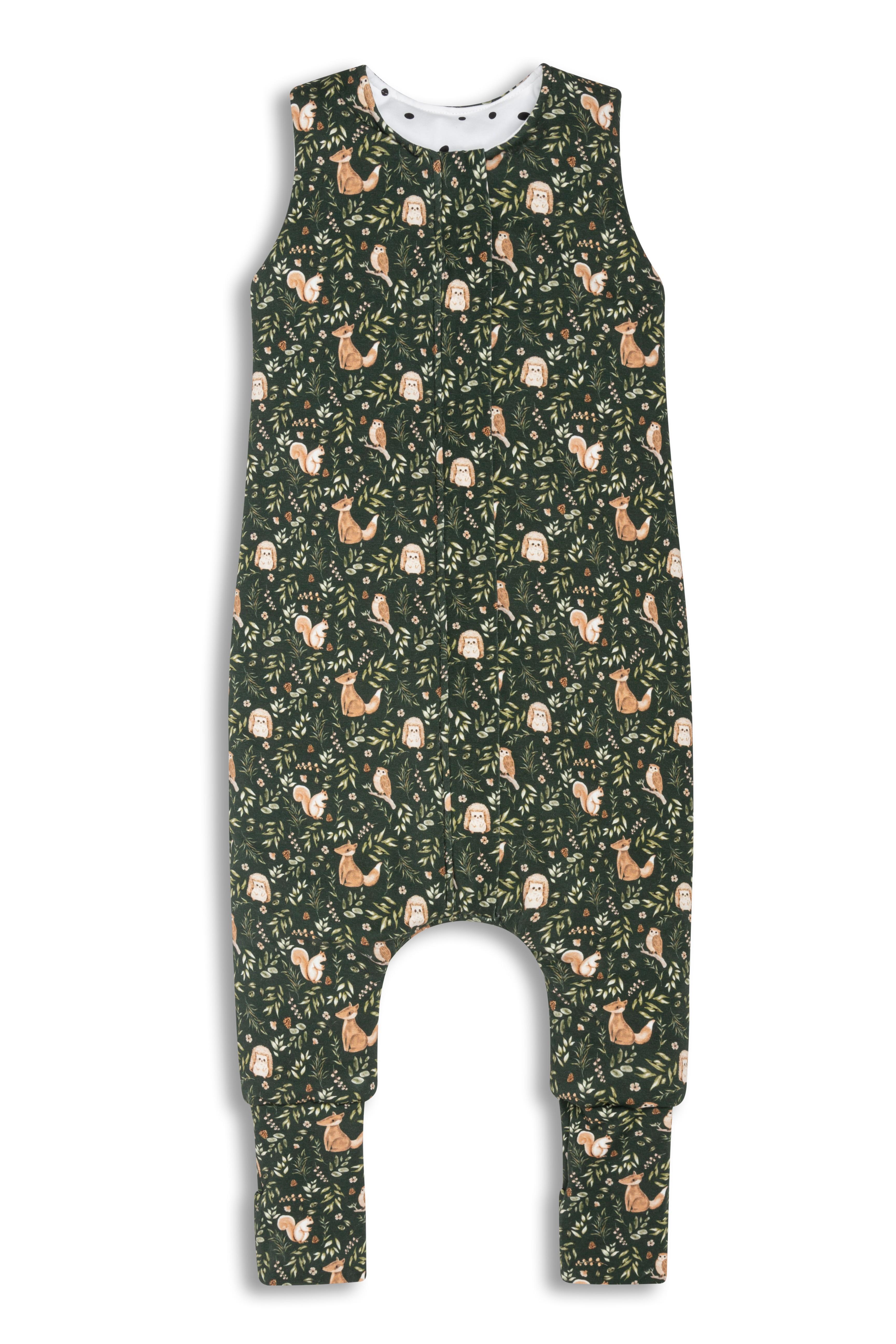 Sac de couchage double face avec pieds M (3-5 ans) Forêt verte vert