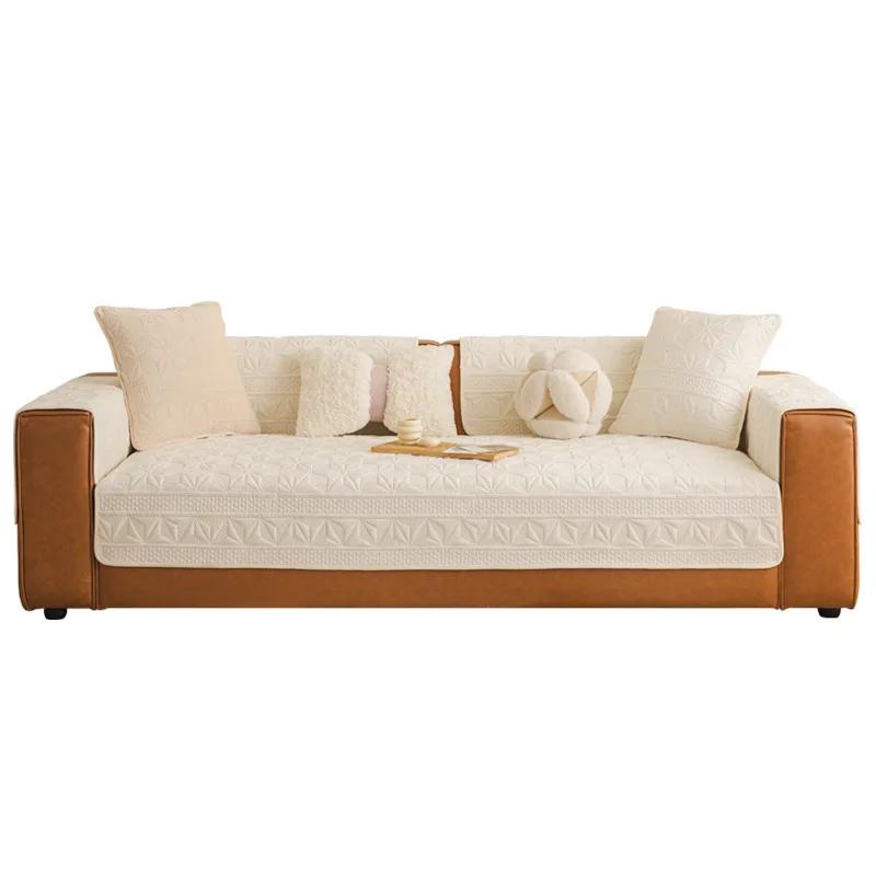 Cream Wind Style Cushion Modern Simple Sofa Cover Pure Cotton Non-slip Four Seasons Universal Sofa Cushion Cover Cloth Towel