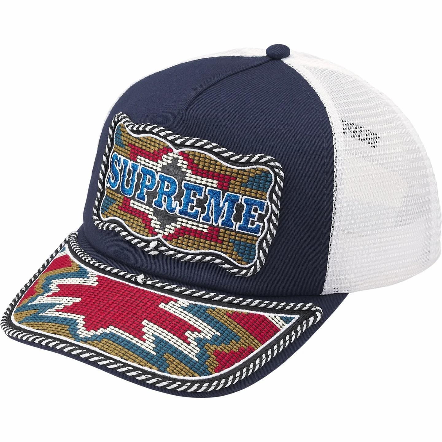 824011 Supreme Western Embroidered Mesh Back 5-Panel Navy One-Size