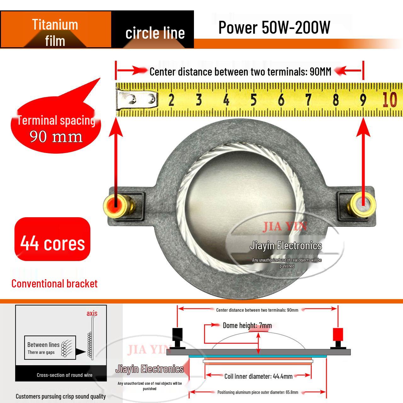 

44.4mm Tweeter Voice Coil, Diaphragm, Flat Wire, Post 44 Core, Speaker Repair Parts Available