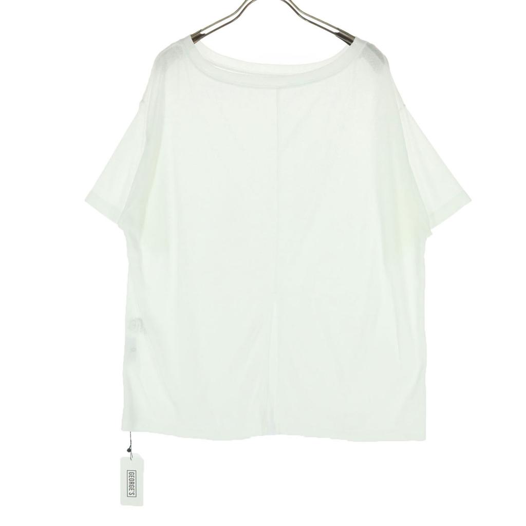 GEORGES Short Sleeve Off-shoulder Sheer T-shirt F White Women Used