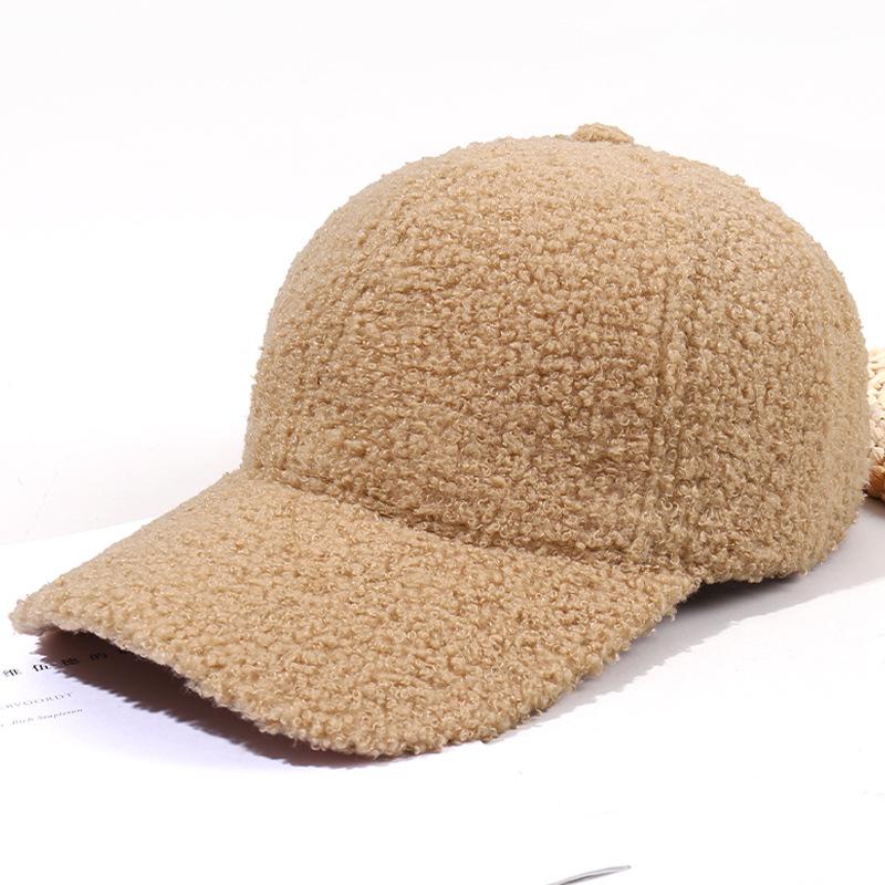 Women'S Lamb Fur Hats Warm Plush Baseball Cap Korean Version