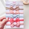 6Pcs/set Solid Color Grograin Ribbon Bowknot Headband For Girls New Headwear Elastic Hair Bands Infant Kids Hair Accessories