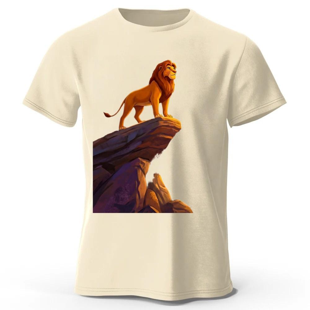 Durable Lion King Simba Highquality Pure Cotton Tshirt for Men Daily Leisure Running Fitness Short Sleeved Quick Drying Design