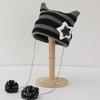 Star Cat's Ears Knitted Hat Y2K Woolen Hat Casual Slouchy Knitted Beanies  Outdoor