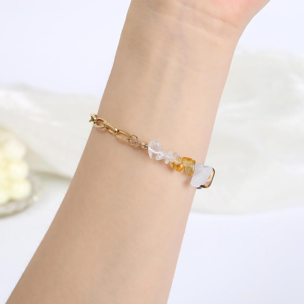 2023 European & American Natural Crystal Gravel Double Bracelet for Women