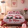 3pcs Valentine's Day romantic pink love goblin print coreless down duvet cover set multi size bedroom bedding holiday decoration