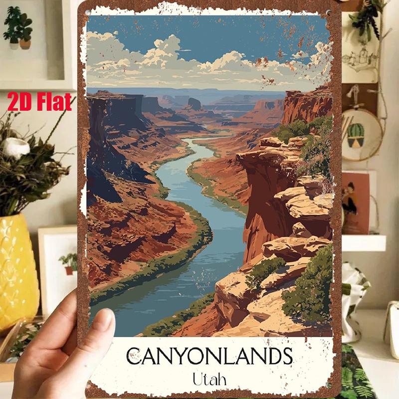 D Flat pc DFlat Metal Sign Retro Tin PaintingX InchesX Cm Showcasing The Magnificent Scenery of The Grand Cany