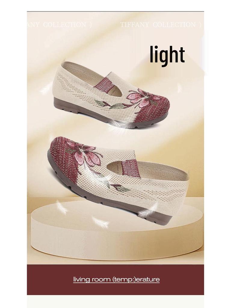 Women's 2025 Summer Embroidered Breathable Soft-sole Slip-on Shoes