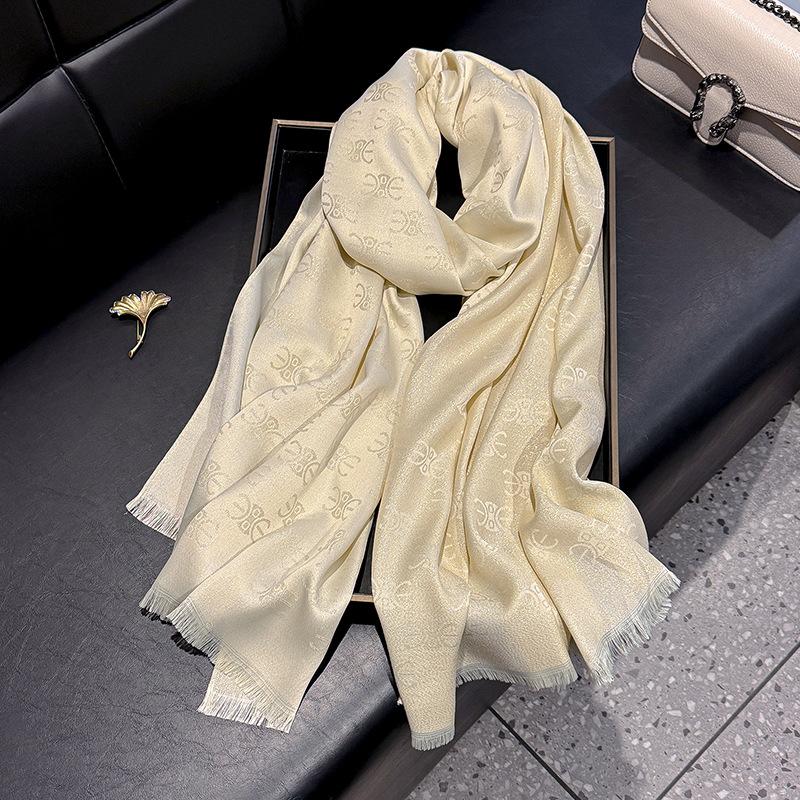 Spring And Summer Fashion Simulation Silk Long Scarf Shawl Dust Shade Scarf Premium Tencel Cotton Gold Silk Travel Beach Towel Women