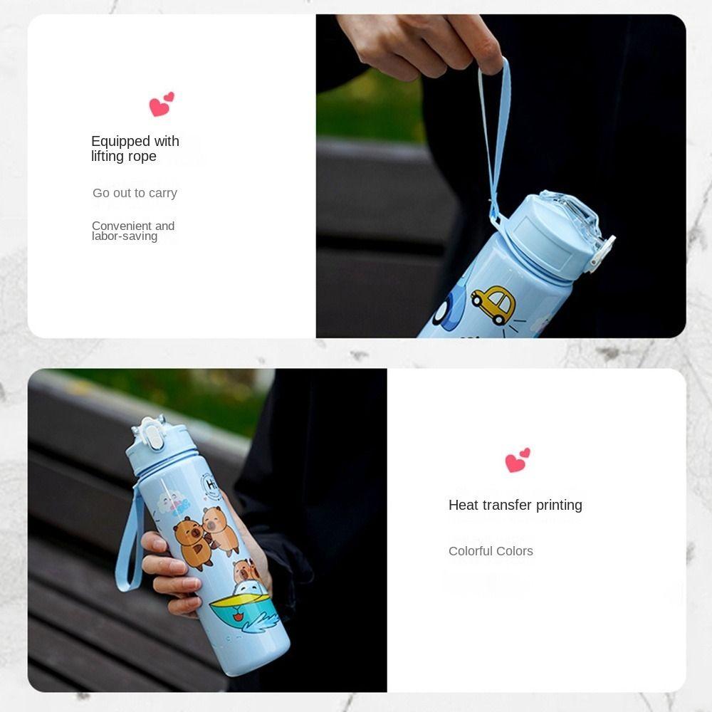 Cute Cartoon Plastic Cup Straw Cup Capybara Drinking Bottle Capybara Water Bottles  Juice