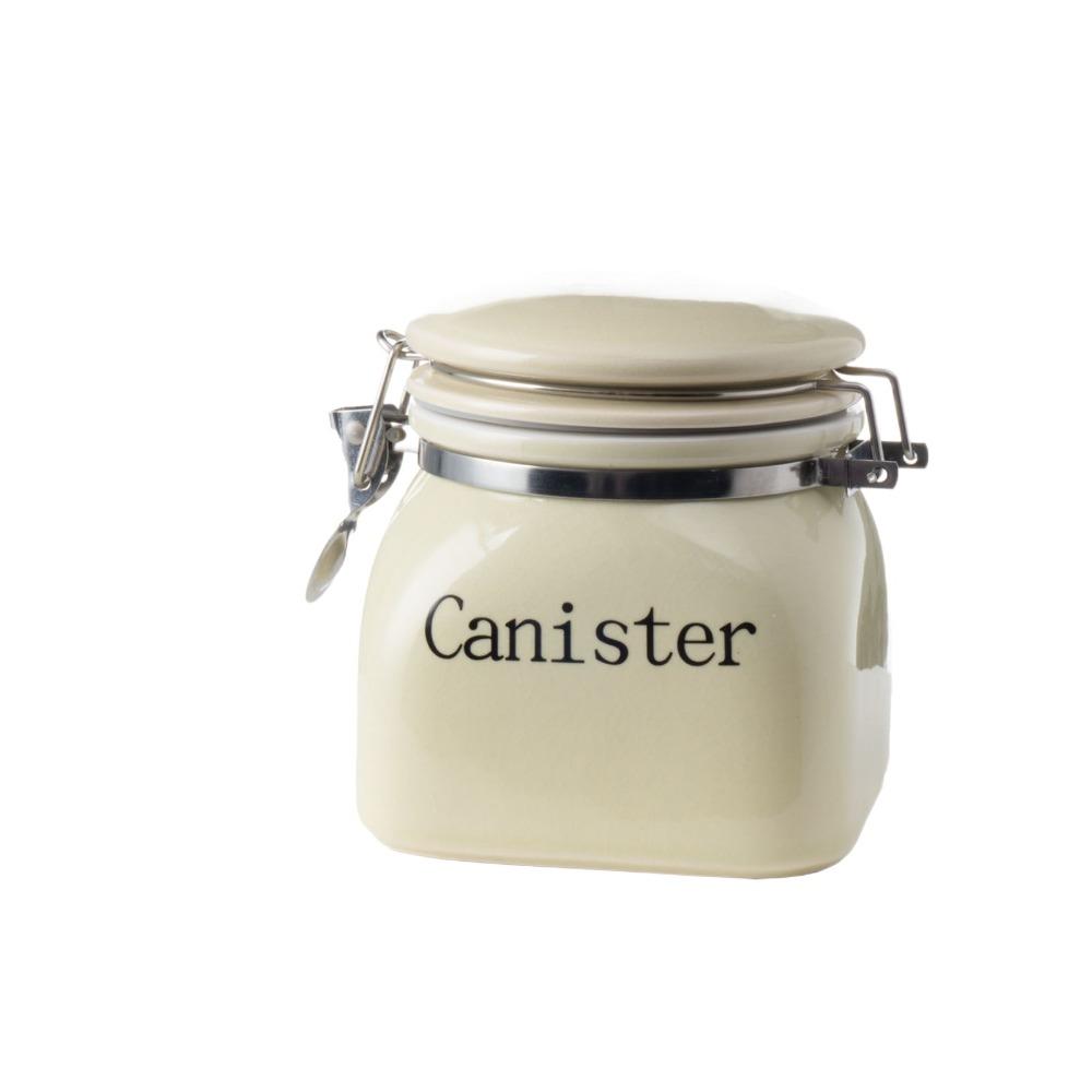

Multi Functional Ceramic Sealed Jar Moisture-proof Coffee Storage Jar Dry Goods Storage Yellow-S