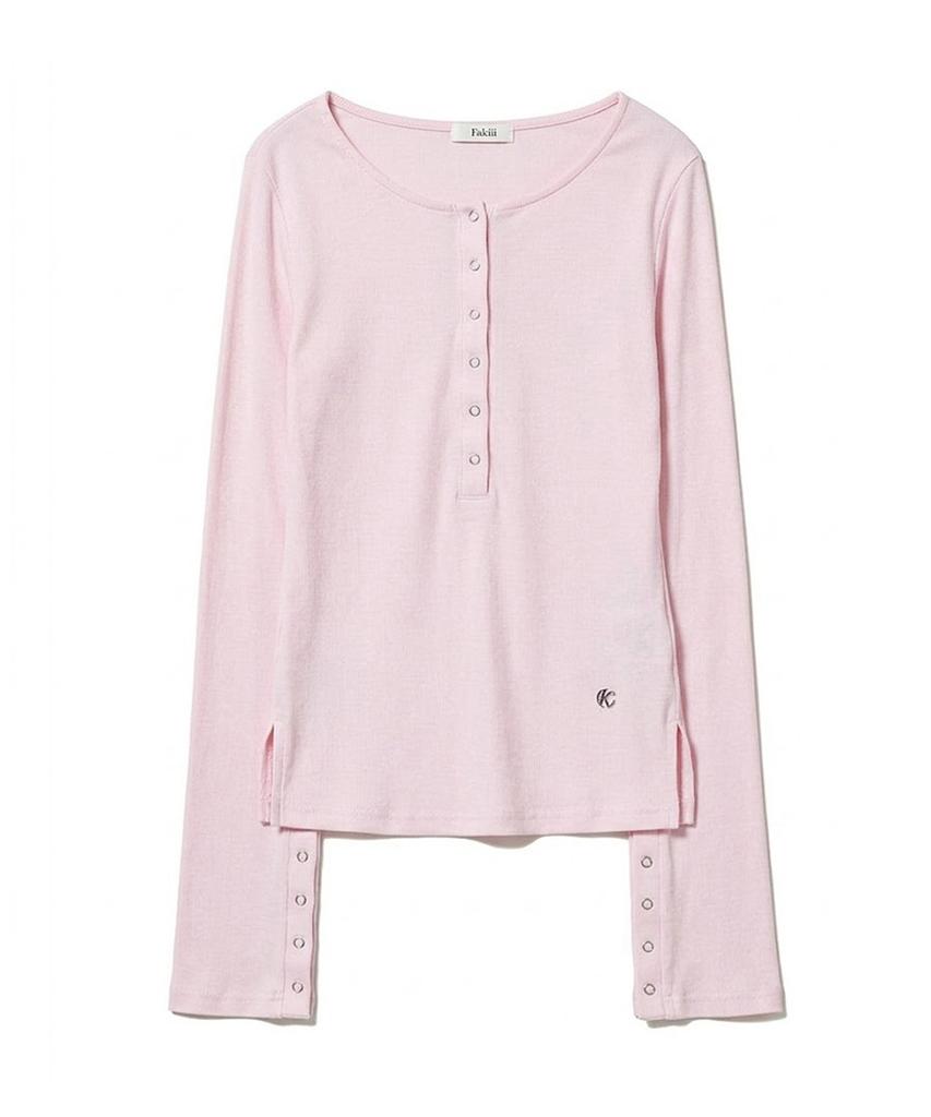 FAKIII Button Bell Line Knit_Baby Pink
