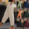 European and American Women's Cotton-Linen Elastic Waist Pants with Side Pockets - Fashionable Spring/Autumn Casual Wear