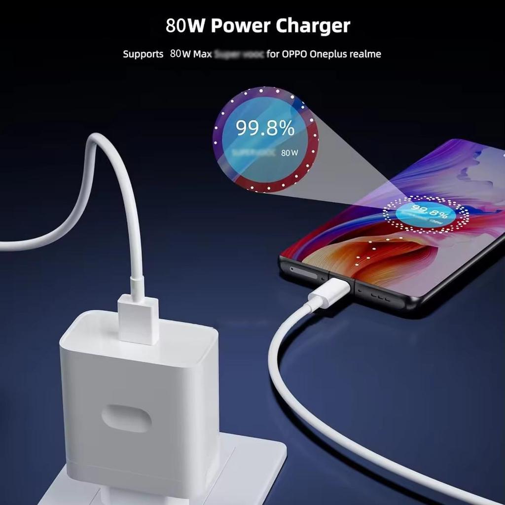 80W European Standard Super Flash Charger for OPPO, Realme, OnePlus, Reno14/13, Find X8, K10pro.