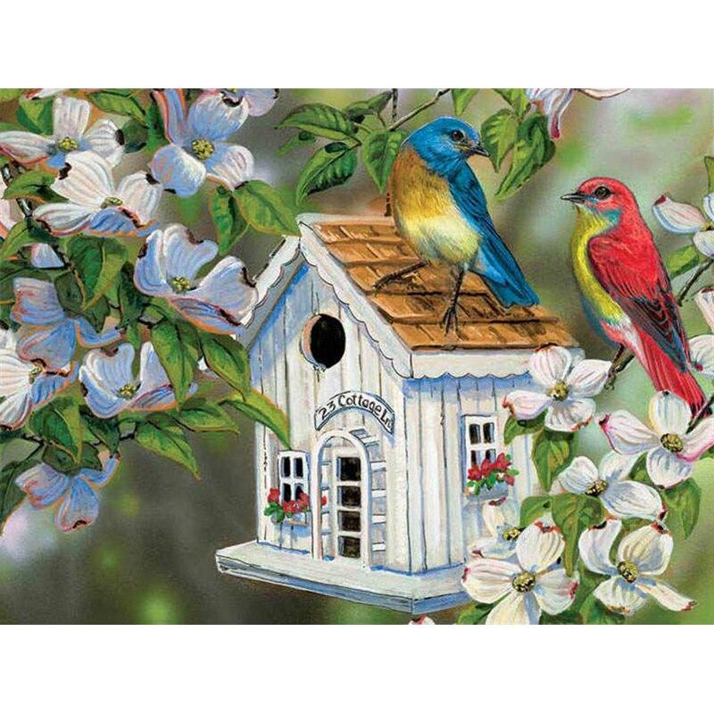 5D DIY Diamond Painting Bird's Nest Flower Diamond Embroidery Animal Cross Stitch Full Round Drill Home Decor Manual Gift
