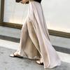 Plus Size High Waist Satin Chiffon Wide Leg Pants for Women - Summer Casual Drape Trousers